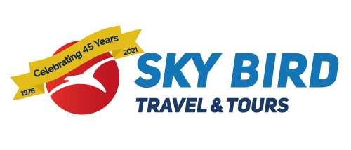 Sky Bird Travel & Tours celebrating 45 years logo