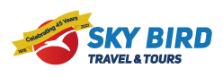 Sky Bird Travel & Tours celebrating 45 years logo