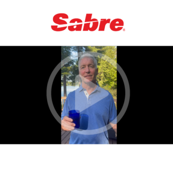 Video still from Sabre representative congratulating Sky Bird on 45 years in business