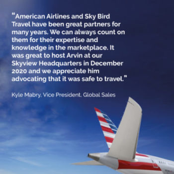 Congratulations on 45 years from Kyle Mabry, Vice President, Global Sales from American Airlines